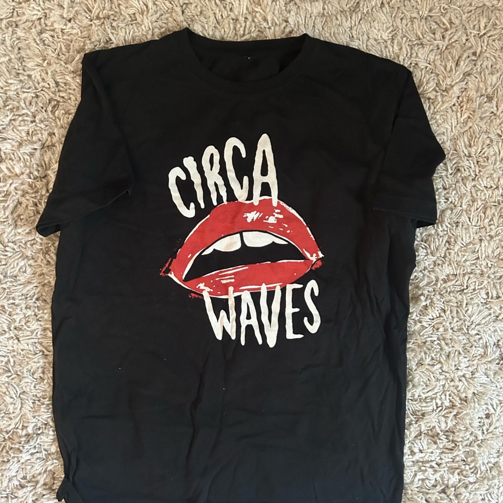Black T-Shirt with Red Graphic Circa Waves